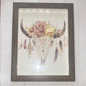 Hobby Lobby Floral Skull Wall Art with Brown Frame
